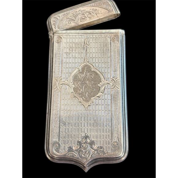 Sterling Silver Edwardian Engraved Cigarette Card Hinged Case 32.7g 925 - Picture 1 of 12